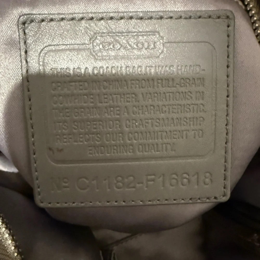 COACH Brooke Large Leather Metallic Gunmetal Silver Hobo Slouchy Bag F16618